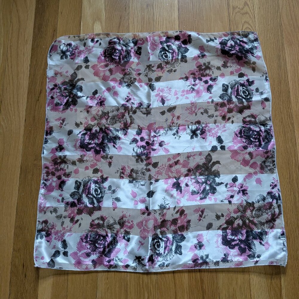 Elegant pink, white and black square scarf